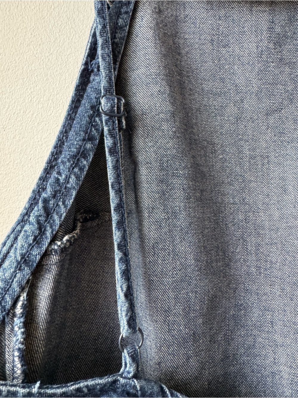 100% Cotton Denim Dress with Spaghetti Straps - Dark Blue - Picture 6 of 13
